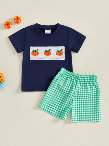 MQTIME  -  Infant Halloween Costume Ghost Printed Round Neck Long Sleeve Romper and Striped Pants 2 Pcs Set for Baby Boy